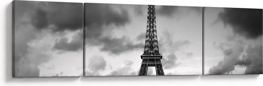 Obraz - Wieża Eiffla i czerwony samochód (170x50 cm)