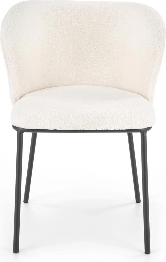 Kremowe krzesło do jadalni K518 z tkaniny bouclé