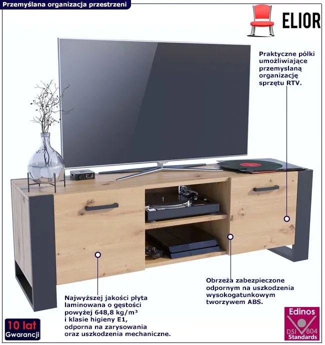 Nowoczesna szafka RTV dąb artisan 150 cm K5-L72