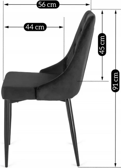 Krzesło Tapicerowane do Salonu CORK Czarne Welurowe Nowoczesne Loft