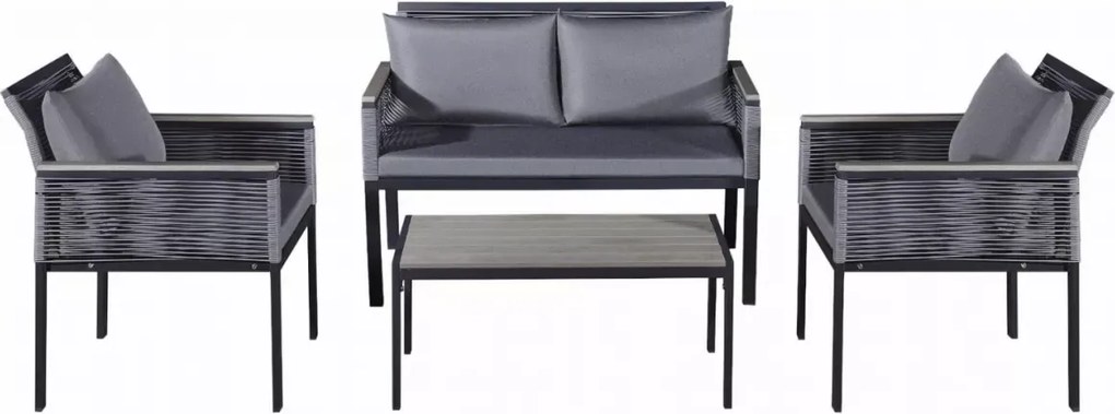 Aluminiowy zestaw mebli ogrodowych Solani - 2 fotele, sofa, stolik