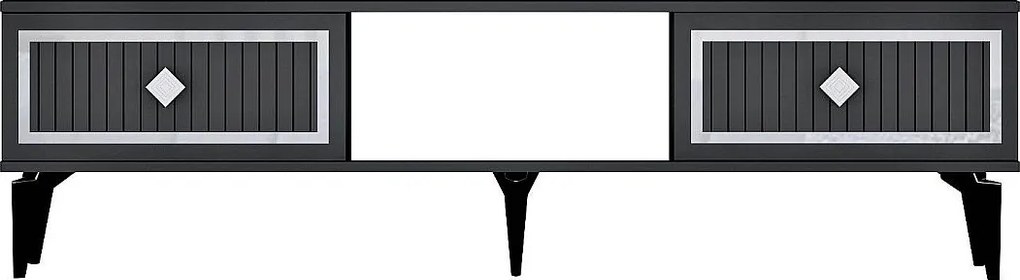 Stojak pod telewizor – 150 cm x 44,6 cm x 29,6 cm – Antracyt i srebro – Płyta wiórowa