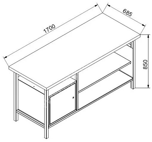 Güde Warsztatowy stół roboczy GD, bukowa deska warstwowa, 1 szafka, 1 półka, 1700 x 685 x 850 mm, antracyt / czerwony