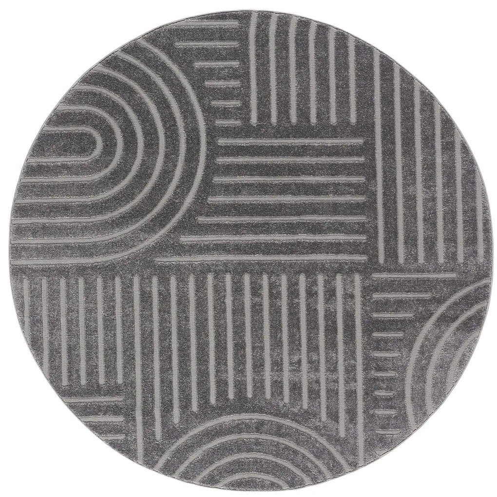Dywan nowoczesny 3D Louis ciemny szary koło 200 cm x 200 cm