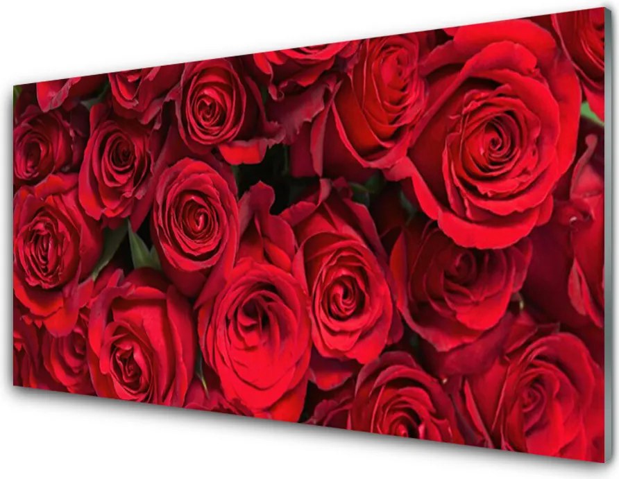 Panel Szklany Klasyczny Bukiet Czerwonych Róż