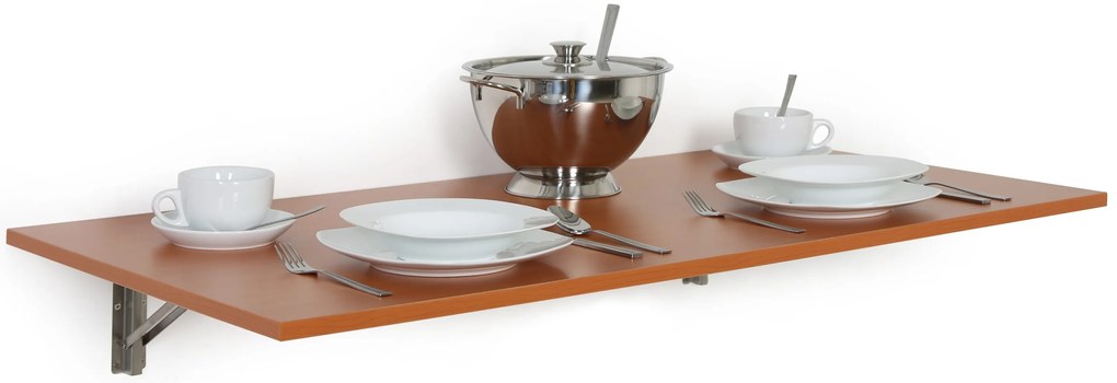 Stół składany na ścianie, 1200 x 600 mm, nośność 60 kg, orzech