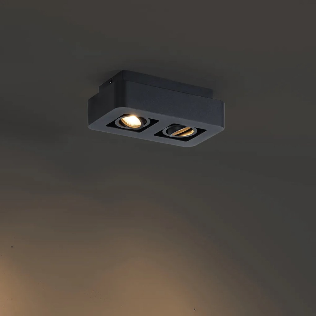 Zaokrąglony reflektor natynkowy czarny 2-punktowy obrotowy i przechylany - Dox