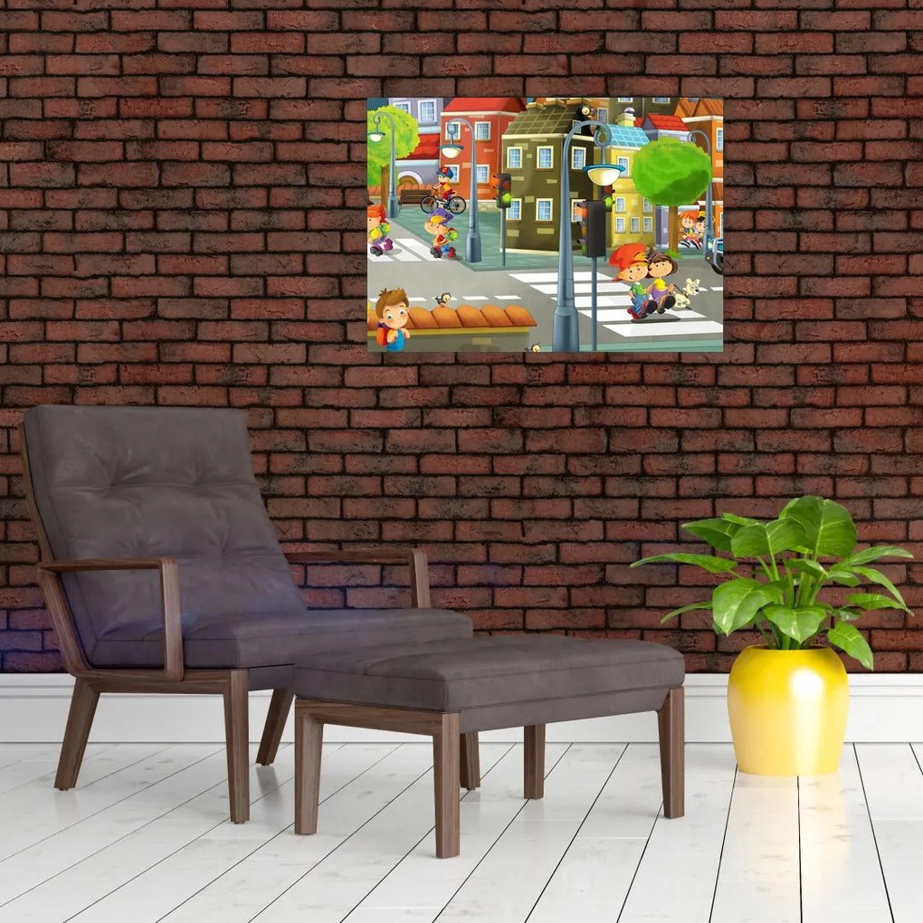 Obraz na szkle - Dziecięce miasteczko (70x50 cm)