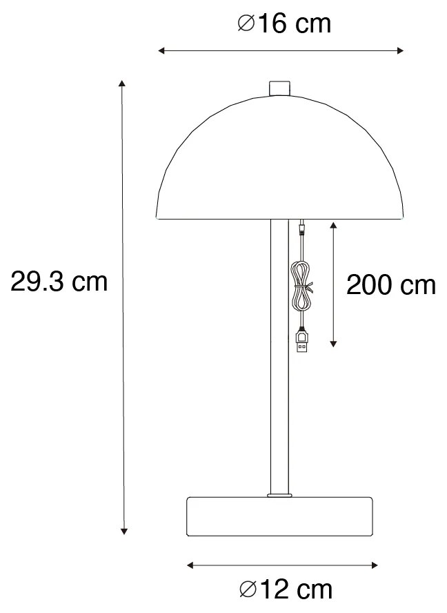 Zewnetrzna Lampa stołowa zewnętrzna w kształcie grzyba biała ładowana 3-stopniowa z możliwością ściemniania - Keira Nowoczesny Oswietlenie zewnetrzne