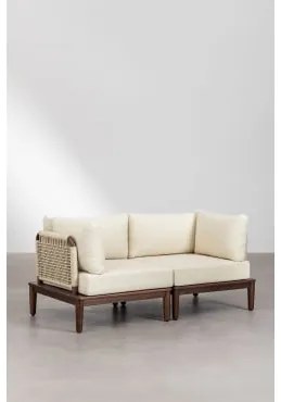 Modułowa Sofa 2-częściowa Z 2 Narożnymi Fotelami Z Akacji Giulia Ciemny Akacjowy Brąz - Sklum