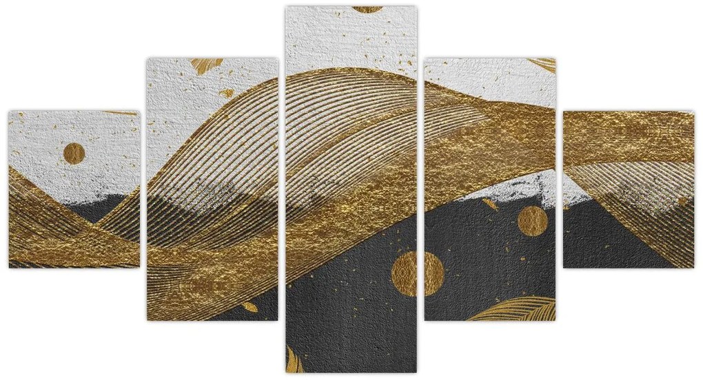 Obraz - Złote piórka (125x70 cm)