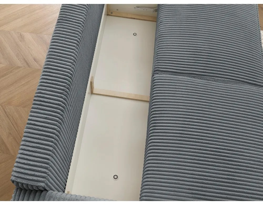 Ciemnoszara sztruksowa rozkładana/ze schowkiem sofa 244 cm Chelsea – Bobochic Paris