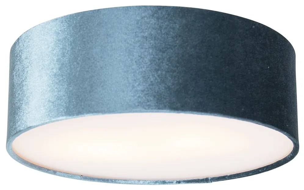 Nowoczesna lampa sufitowa niebieska 30 cm ze złotym wnętrzem - Drum Nowoczesny Oswietlenie wewnetrzne