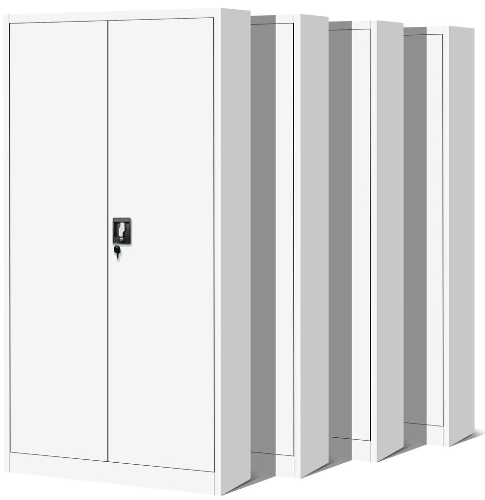 Zestaw 4x biurowa szafa metalowa na akta JAN, 900 x 1850 x 400 mm, biała