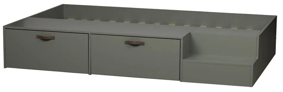 Zielono-szare łóżko dziecięce z litego drewna sosnowego ze schowkiem 80x200 cm Stage – vtwonen