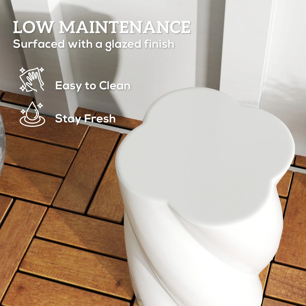 Outsunny Ceramiczny Stołek w Kształcie Spirali, Obciążalność 120kg, Ø33 x 45 cm, Odporny na Warunki Atmosferyczne, Ogrodowy Hoker z Pokrywą, Kolor Biały