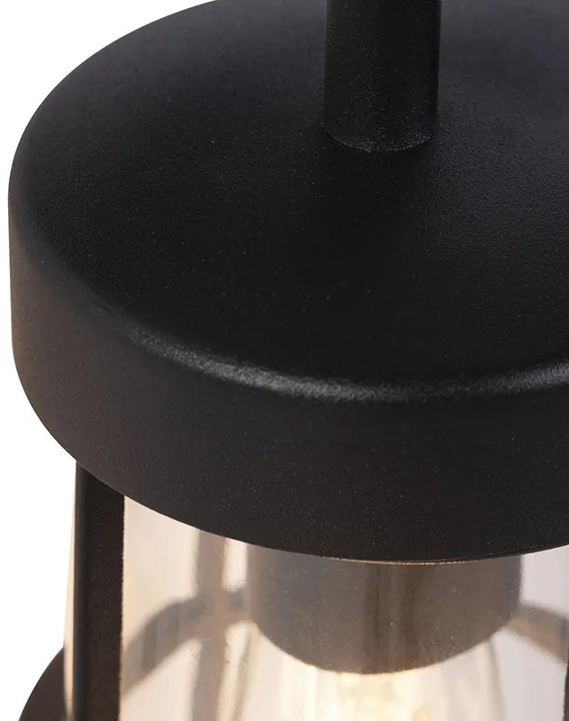 Zewnetrzna Rustykalna lampa ścienna zewnętrzna czarna ze szkłem - Elza Rustykalny / Vintage Oswietlenie zewnetrzne