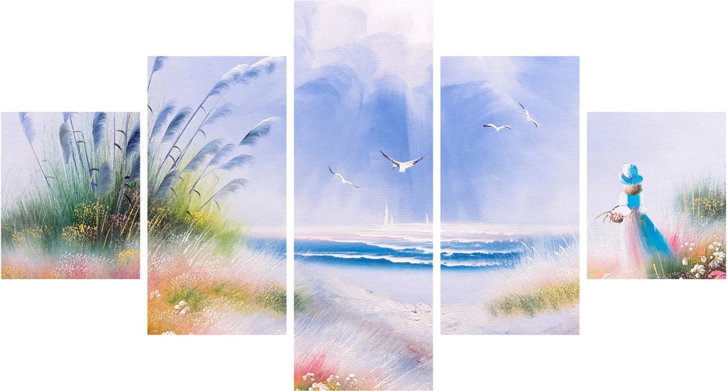 Obraz - Romantyczna plaża, obraz olejny (125x70 cm)