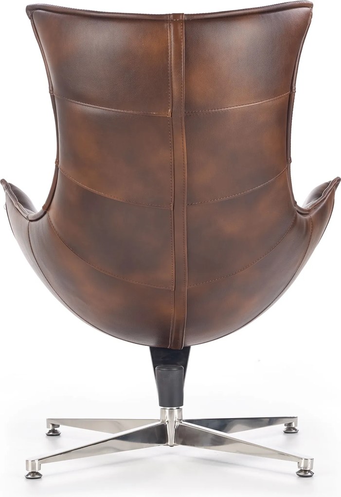 Brązowy fotel wypoczynkowy ze skóry Luxor