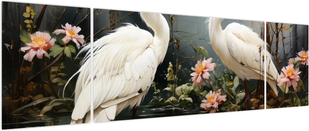 Obraz - Białe żurawie (170x50 cm)