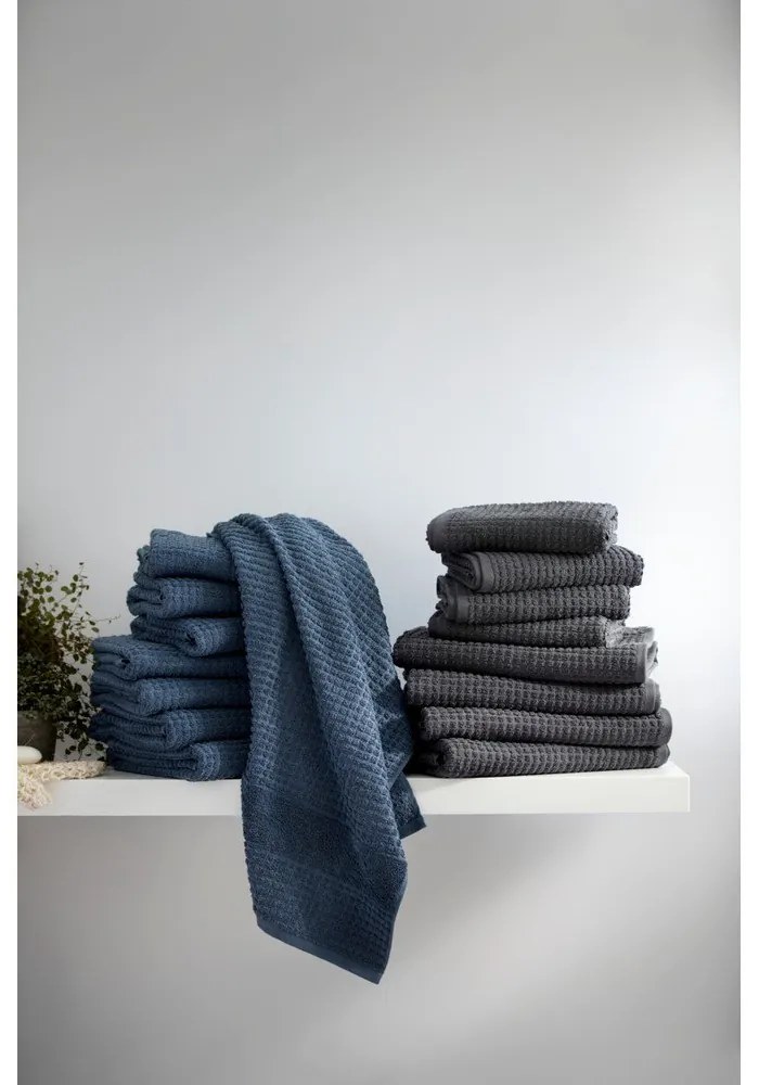 Ciemnoszary ręcznik kąpielowy z bawełny organicznej frotte 70x140 cm Check – JUNA