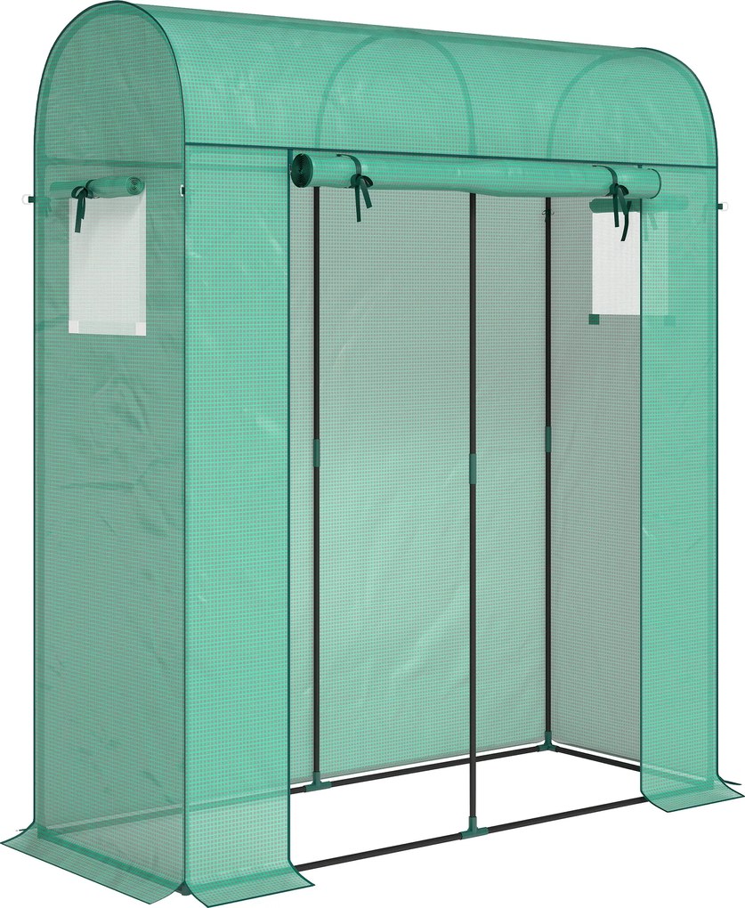 Outsunny Szklarnia Pomidorowa Foliowa z Drzwiami Rolowanymi i Oknami z Siatką 170 x 68 x 200 cm Zielona | Aosom PL