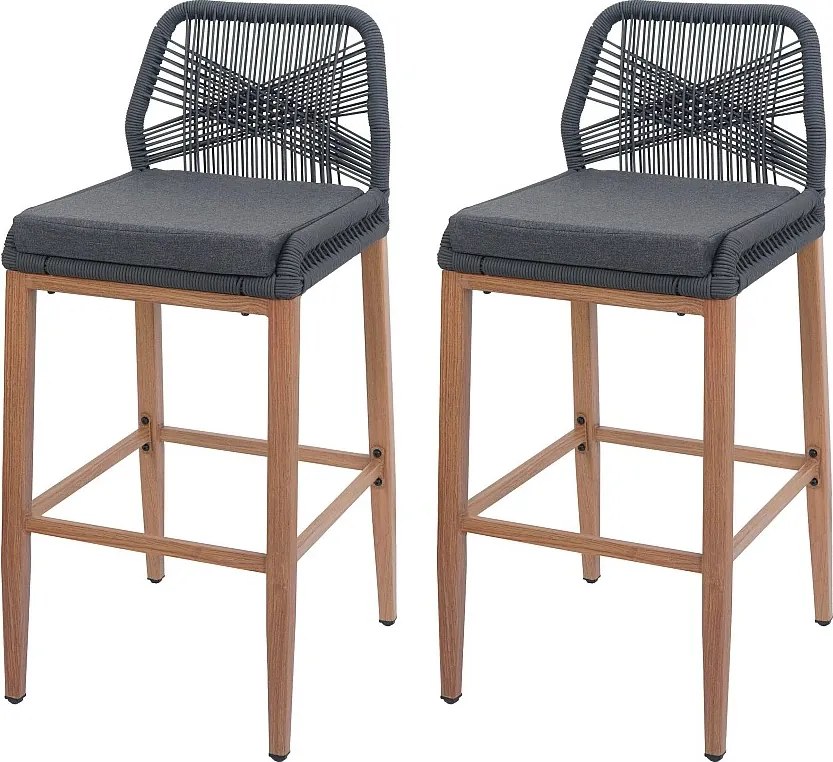 Stołek barowy MCW-O21 (zestaw 2 szt.),  antracyt, poduszka ciemnoszara