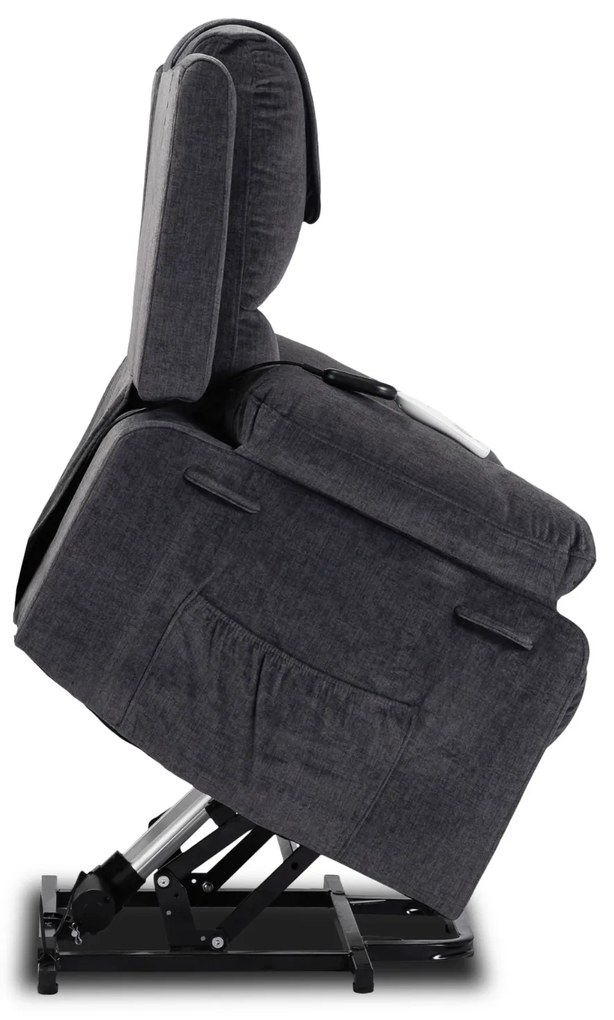 Fotel Masujący FENIX z Funkcją Wstawania Elektrycznie Rozkładany Ciemny Popiel Nowoczesny