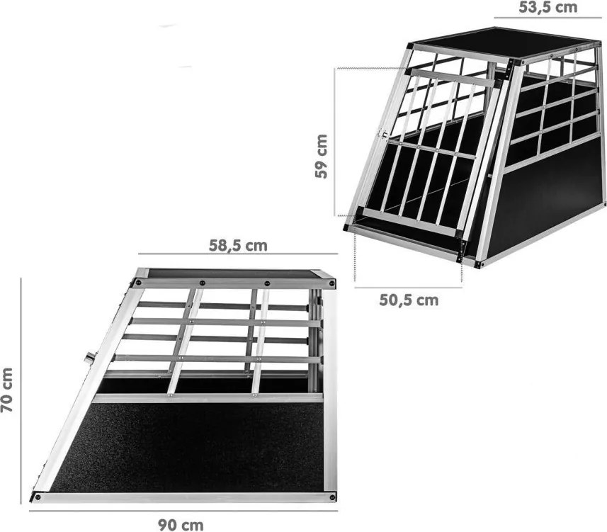 Aluminiowa skrzynia transportowa dla psów, 65 × 90 × 69 cm,