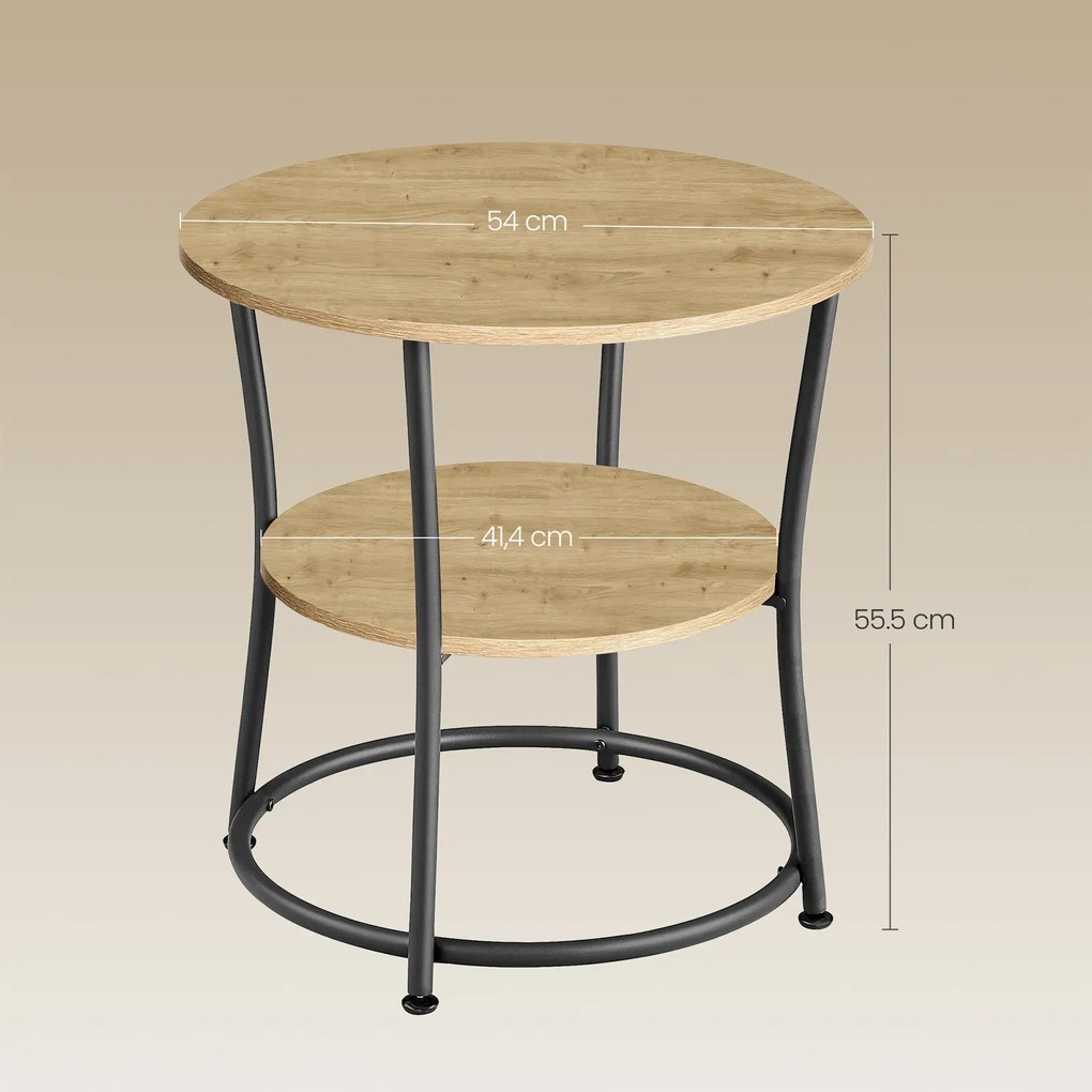 Okrągły stolik kawowy z półką dąb artisan - Ineo 3X