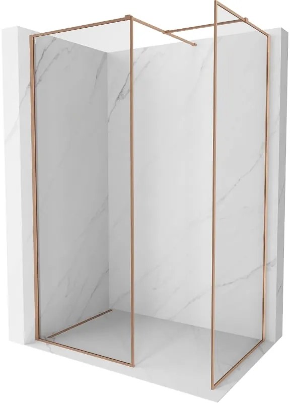 Mexen Kioto-F ścianka prysznicowa Walk-in z ramką 85 x 80 cm, transparent 8 mm, miedź szczotkowana - 800-085-202-04-65-080