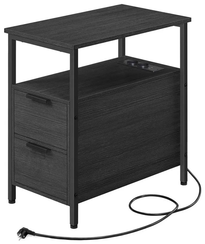 Stolik pomocniczy z wbudowanymi gniazdkami i portami USB ROD czarny