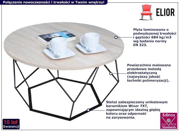 Loftowy stolik kawowy z metalowym stelażem dąb sonoma W4-F60