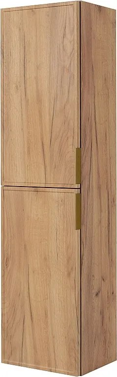 Szafka łazienkowa, dąb Gold Craft, uchwyt złoty, 27 x 35 x 136 cm