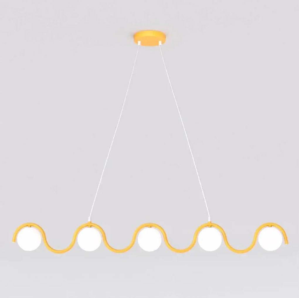 nowoczesna lampa nad stół w salonie Sinus 5 Orange żółta konstrukcja