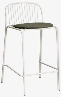Wysoki Stołek Ogrodowy Z Stali Anerina ↑65 Cm & Intensywny Verde Olive & Lodowata Biel - Sklum
