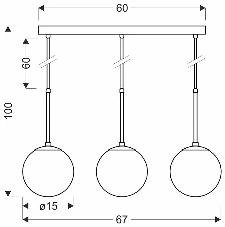 Potrójna czarna lampa wisząca - D269 S3-P09