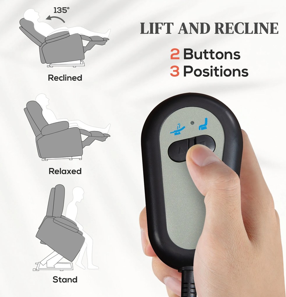 HOMCOM Fotel pionizujący elektryczny podnoszący 97cm z funkcją relaksu idealny dla seniorów luksusowy komfortowy dla domowego użytku | Aosom PL