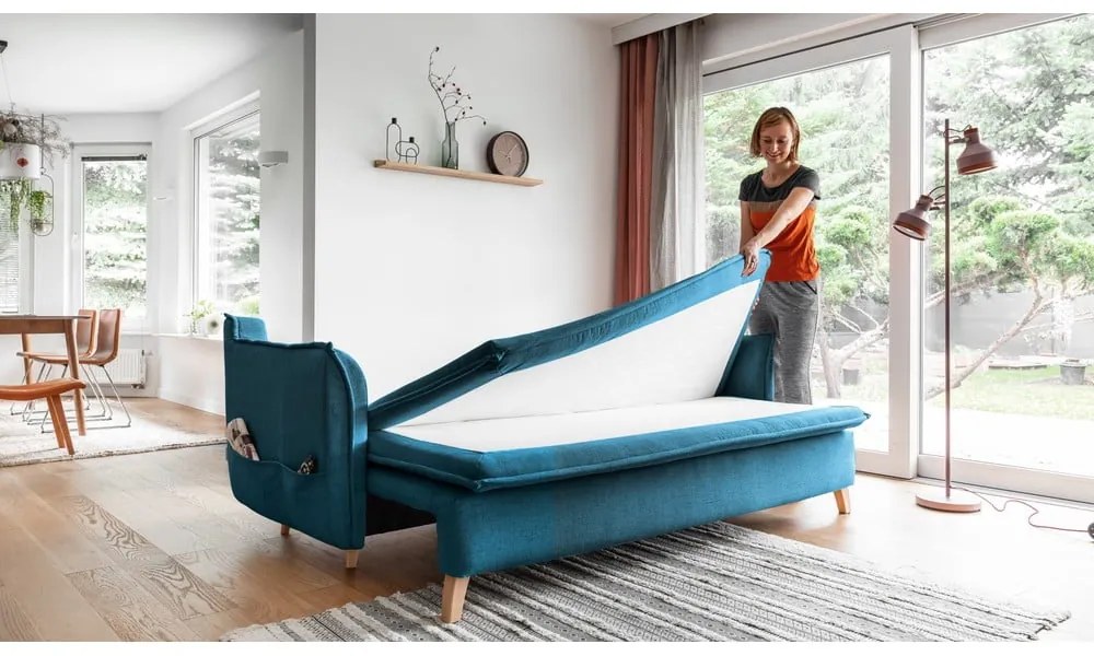 Turkusowa rozkładana sofa 225 cm Charming Charlie – Miuform