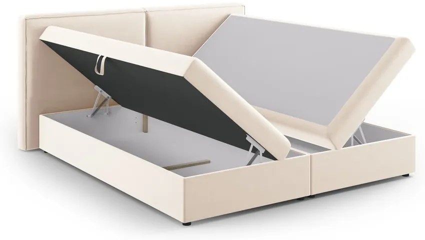 Kremowe łóżko boxspring ze schowkiem 160x200 cm Arendal – Cosmopolitan Design