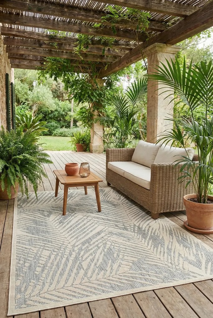 Szary dywan w liście w stylu skandynawskim M2-G99