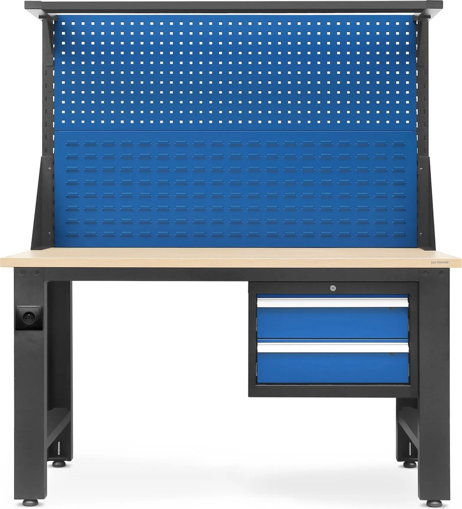 Stół warsztatowy z tablicą perforowaną Logan 150x75x170 cm antracyt/niebieski