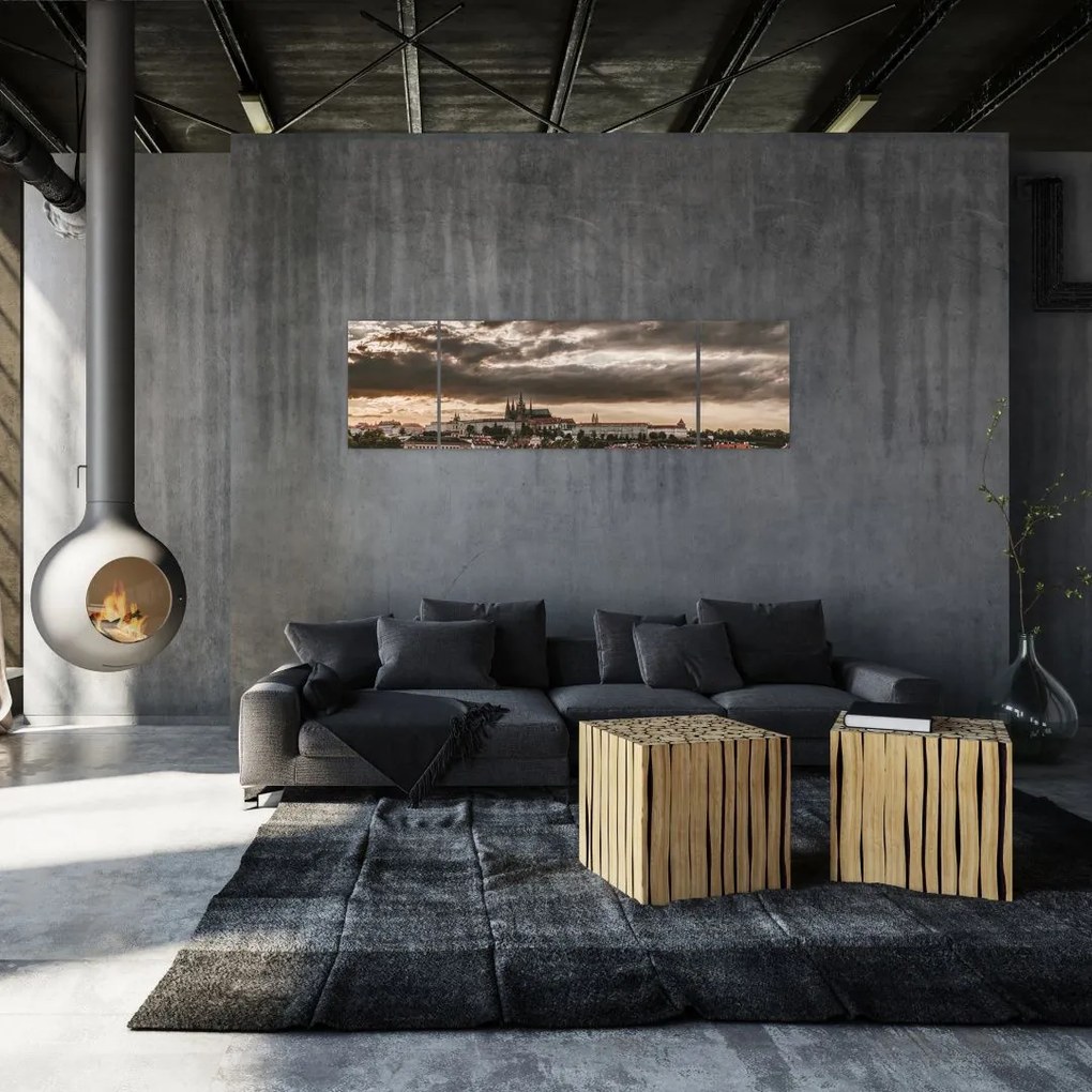 Obraz Zamku Praskiego o zmierzchu (170x50 cm)
