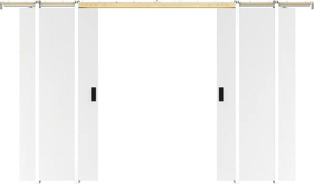 Drzwi przesuwne podwójne chowane w ścianie - 2 x wys. 205 x szer. 83 cm - MDF + białe PCV - VARIN II