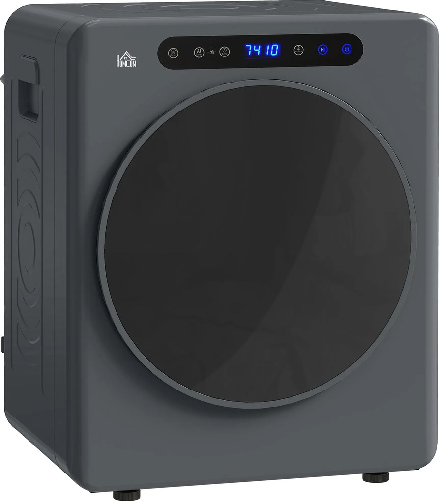 HOMCOM Suszarka do ubrań, 6 programów, 40-60°C, pojemność 4 kg, kompaktowa, obsługa dotykowa, Szary