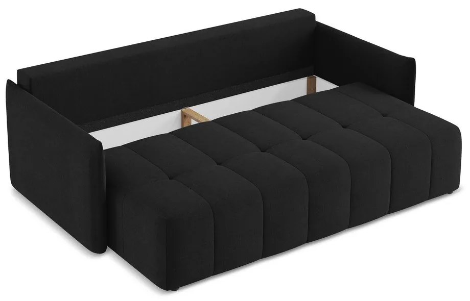 Czarna rozkładana/ze schowkiem sofa 225 cm Moku – Makamii