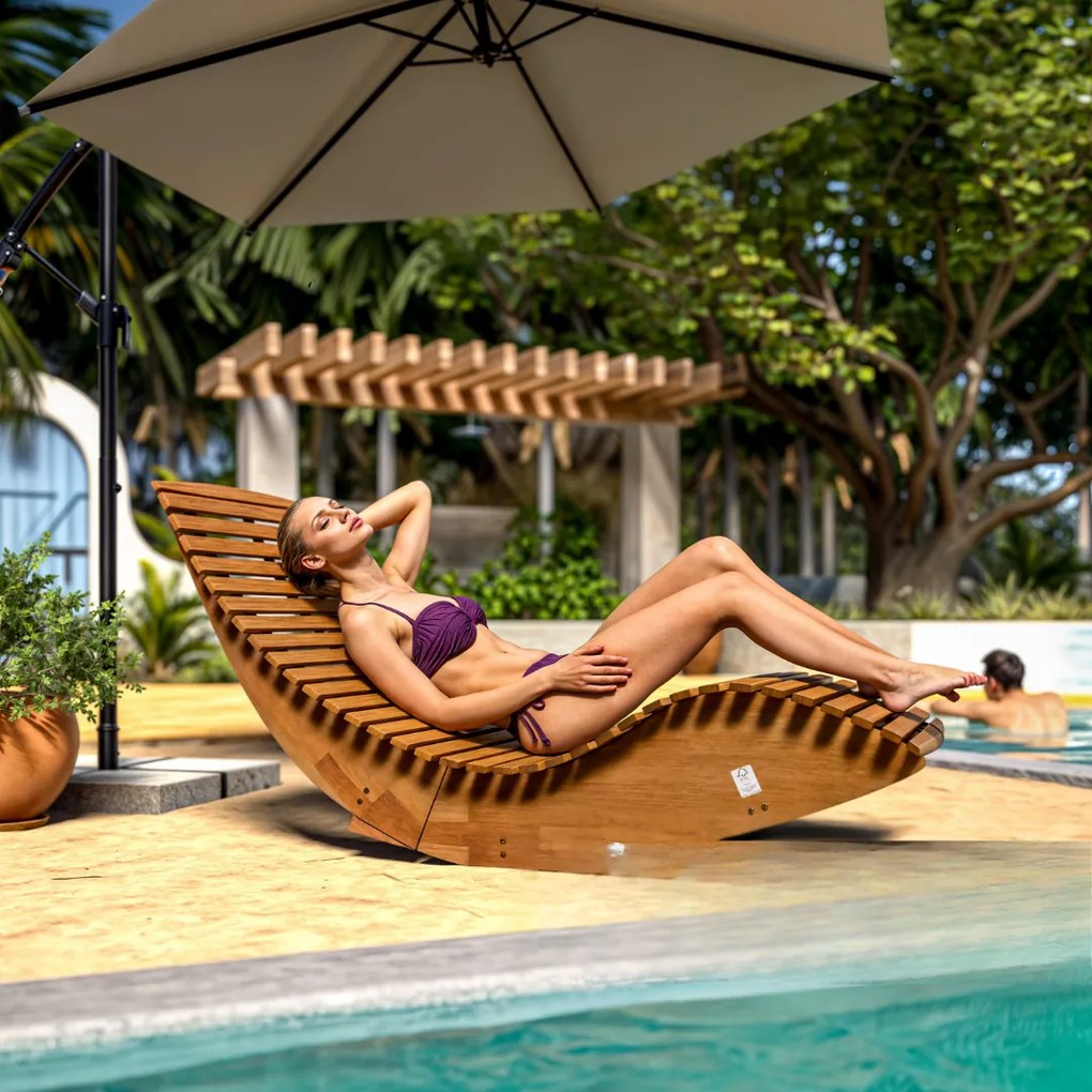 Leżak bujany BALI, 155x60x93cm, naturalny brąz Casaria