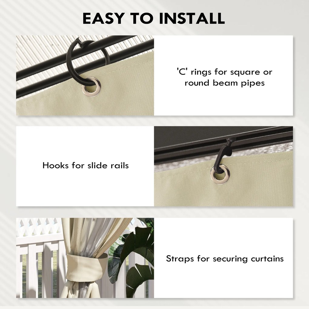 Outsunny Panele boczne do pawilonu, 4 elementy do ogrodowego namiotu, z zamkiem błyskawicznym, 3 x 4 m, kremowe | Aosom PL