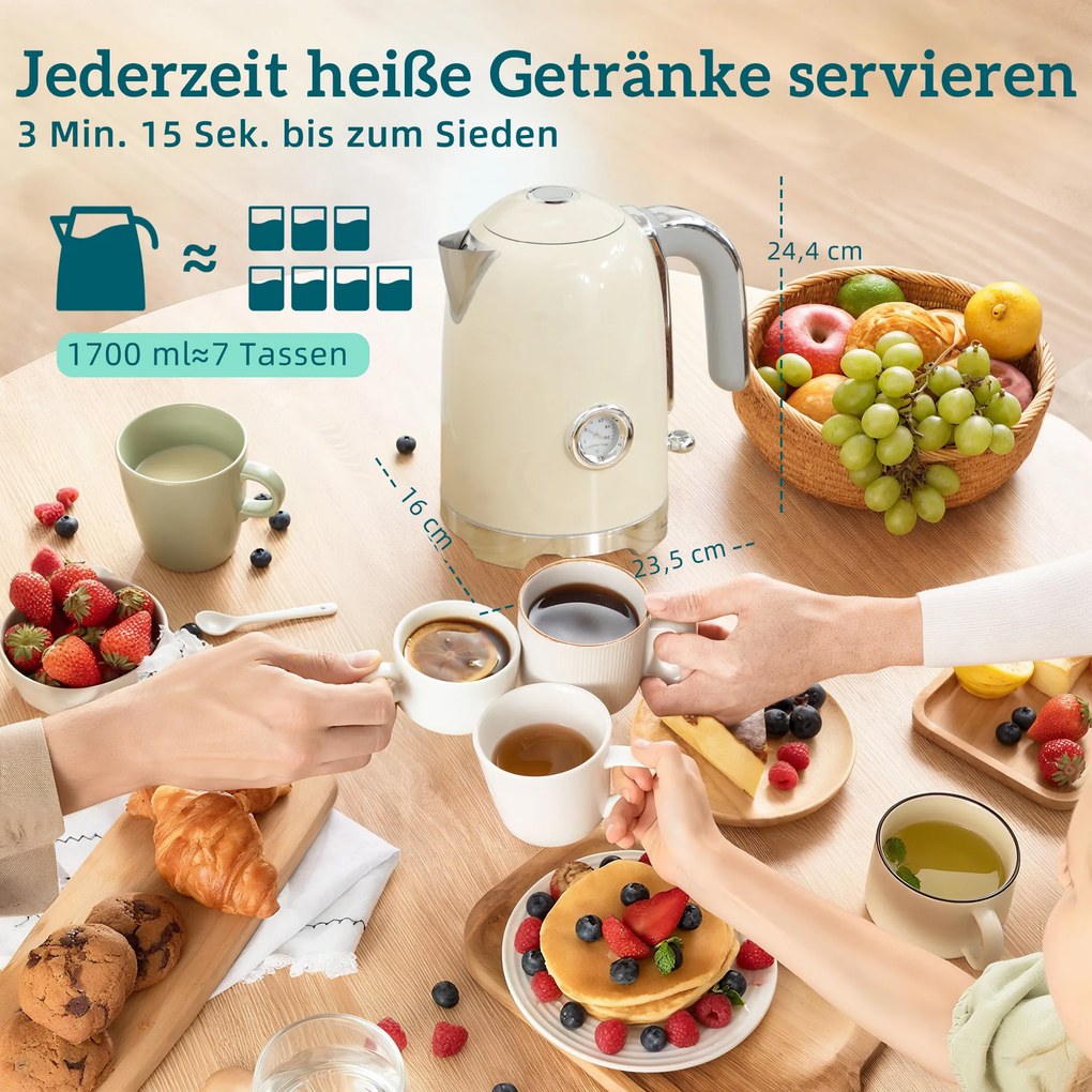 HOMCOM Zestaw czajnik i toster, 2200W, 7 stopni przyrumienienia, różne funkcje, kremowy