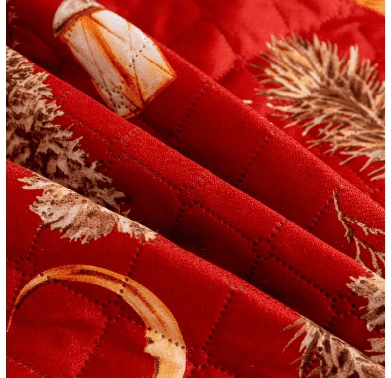 Narzuta na łóżko GOLD CHRISTMAS, czerwona Rozmiar: 170 x 210 cm